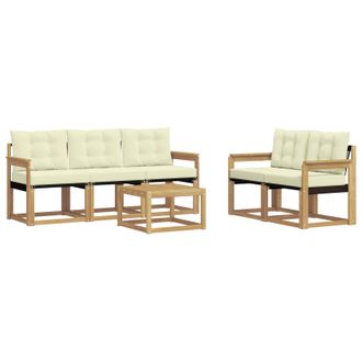 vidaXL Conjunto De Sof&aacute;s De Exterior Con Coj&iacute;n 6 Pcs Blanco Y Crema Vidaxl