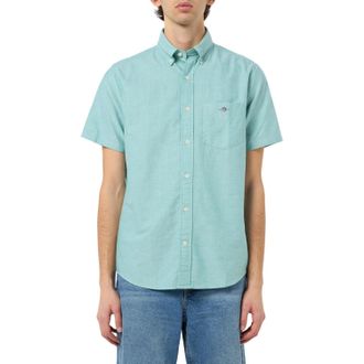 GANT Klassiek Oxford-overhemd met korte mouwen en knoopsluiting voor heren (Groen)