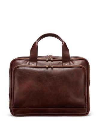 Brunello Cucinelli logo-stamp leather briefcase - men - Leather - One Size - Brown