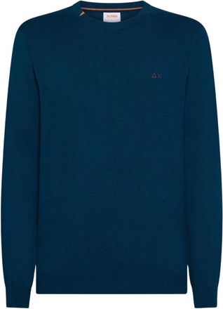 Sun 68 Sweater Basic L/S - Heren - Ronde hals truien - Blauw - M - Katoen - Truien & Vesten
