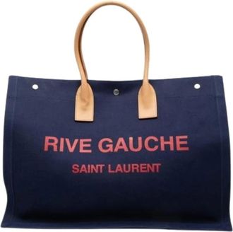 Saint Laurent Pre-owned Tote Bags, female, Blue, Size: ONE SIZE Pre-owned Vintage Canvas Tote Bag