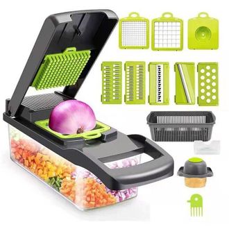 OEM Cortador De Verduras Multifuncional 16 En 1 - Cuchillas Intercambiables De Acero Inoxidable - Para Cortar, Rallar Y Picar Verduras R&aacute;pidamente -crezuo