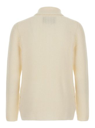 Tagliatore Ribbed-Knit Zip-Front Cardigan - White