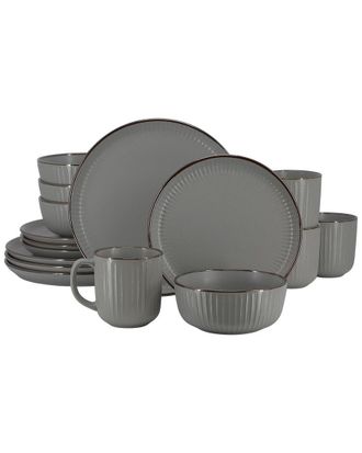 Elama Leo 16Pc Stoneware Dinnerware Set