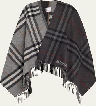 Burberry Giant Check Logo Cashmere-Blend Cape