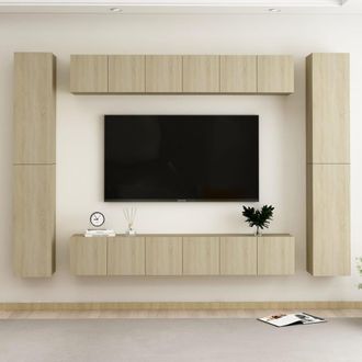vidaXL Set De Muebles Sal&oacute;n Tv 10 Pzas Madera Ingenier&iacute;a Roble Sonoma Vidaxl