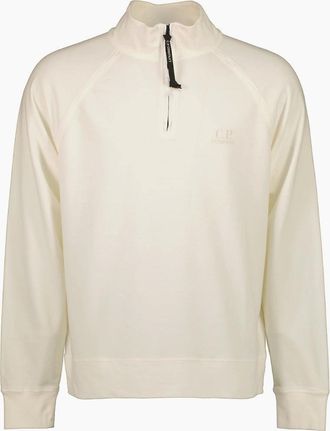 C.P. Company Mens Light Fleece Quarter Zip Logo Sweat - White - Size: 42