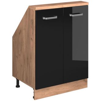 Vicco Mobile sottotetto Rion, Rovere nero/oro lucido, con 2 porte, Vicco