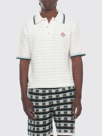 Casablanca Polo in maglia di lana a maniche corte con logo ricamato