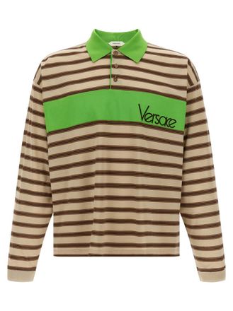Versace Multicolor Stripes Shirt Collar Polo