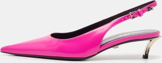 Versace Pink Brushed Leather Pin-Point Slingback Pumps