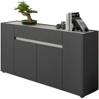 Dmora Credenza Cirimido, Madia un Cassetto, 3 Ripiani, Apertura Battente, 170x40x85h cm Nero Antracite