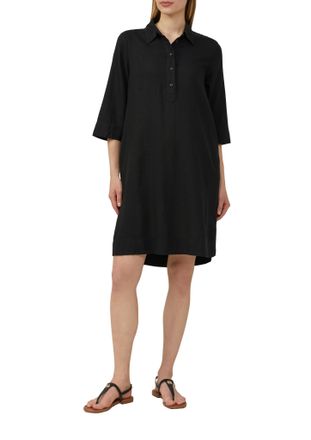 s.Oliver Blusenkleid S.OLIVER, Damen, Gr. 36, N-Gr, schwarz, Obermaterial: 52% Leinen, 48% Viskose. Futter: 100% Viskose, unifarben, regular fit kniefrei, gera