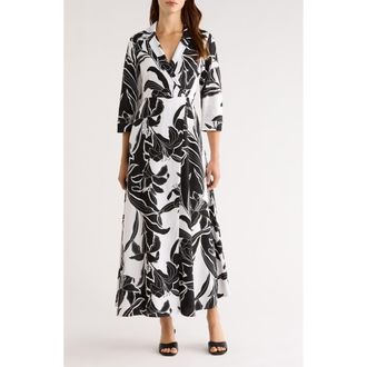 CeCe by Cynthia Steffe Floral Faux Wrap Maxi Dress in Rich Black at Nordstrom, Size X-Small