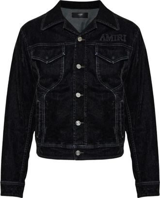 Amiri Vintage Cut Flock Denim Jacket - Heren - Spijkerjassen - Zwart - XL - Denim - Jassen
