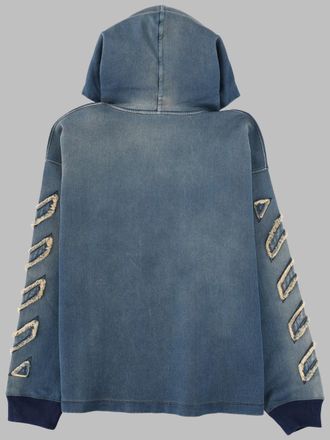 Off-white Denim with Diagonal Details Sweatshirt - Blue