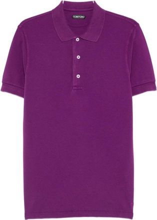 Tom Ford Tops, Heren, Paars, S, Poloshirt met korte mouwen