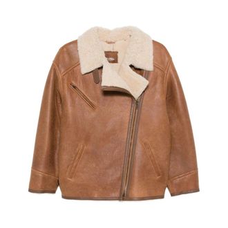 Isabel Marant Shearling Collar Zip Coat - Dames - Leren en Su&egrave;de Jassen - Bruin - S - Jassen