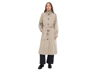 Avec Les Filles Funnel Neck Maxi Trench Womens Coat Sage : XS, Cotton/Polyester/Spandex
