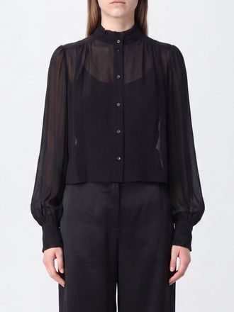 Twinset Camicia slim fit in viscosa con collo alla coreana e maniche lunghe