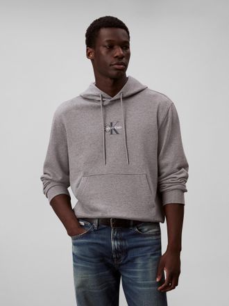 Calvin Klein Jeans Sweatshirt CALVIN KLEIN JEANS LS EU 350TERRY MICRO MONOLOGO HO, Herren, Gr. XXL, grau (med grau htr), Sweatware, Obermaterial: 100% Baumwolle, regular