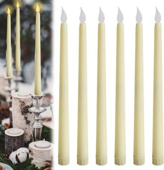 OEM Juego De 6 Velas Led De Ara&ntilde;a Color Marfil Con Efecto De Llama Parpadeante, Decorativas Para Pascua, Cumplea&ntilde;os Y Bodas