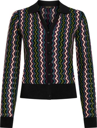 King Louie Lene Cardi Wyler 10890 Black - Dames - Vesten - Veelkleurig - M - Truien & Vesten