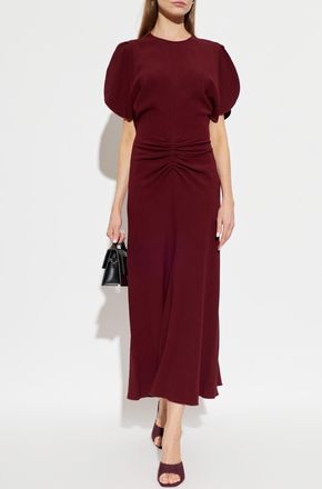 Victoria Beckham Dress With Waist Draping, Womens, Burgundy