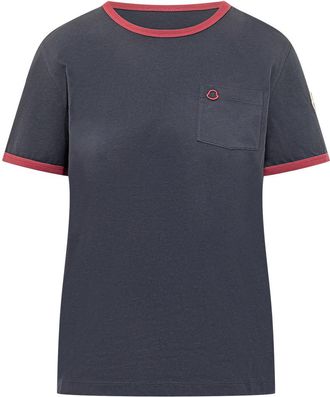 Moncler Navy Blue Solid Crew Neck T-Shirt