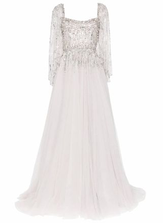 Jenny Packham Womens Bunny Blooms Crystal Tulle Gown In Ammonite