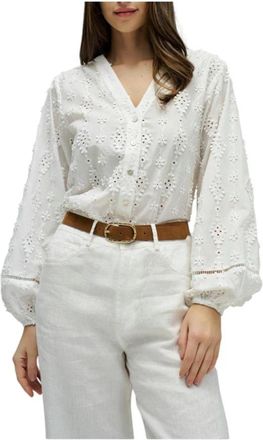 Salsa Broderie Anglaise Blouse - Dames - Blouses - Wit - S - Overhemden