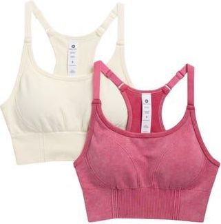 90 Degree by Reflex 2-Pack Stonewashed Seamless Sports Bras in Vivacious/Sugar Swizzle at Nordstrom Rack, Size X-Large