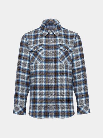 God's True Cashmere Lightning Storm Tartan Cashmere Shirt Size: XL
