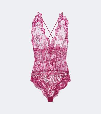 Saint Laurent Body de encaje en mezcla de algod&oacute;n