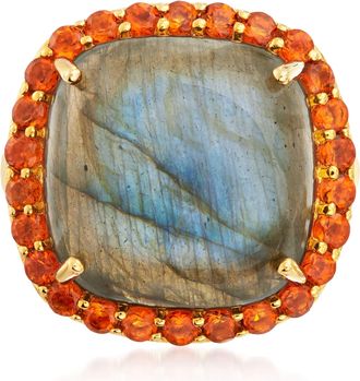 Ross-Simons Labradorite and Citrine Ring in 18kt Gold Over Sterling