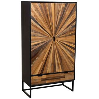 Wanderlust Deco Armario de madera recuperada negro con 2 puertas 80x40x150h cm