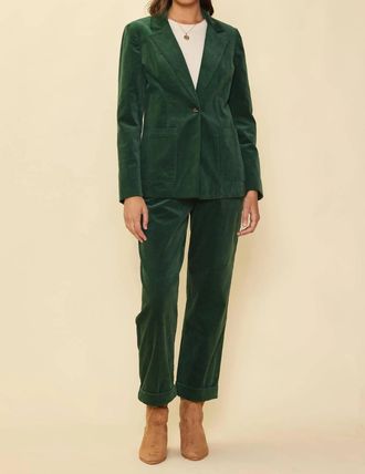 Skies Are Blue Clothing Selena Tailored Corduroy Blazer In Green