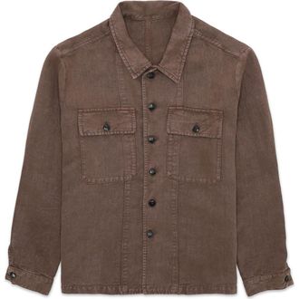 Fortela Helvetica Linen Overshirt in Brown at Nordstrom, Size 52 Eu