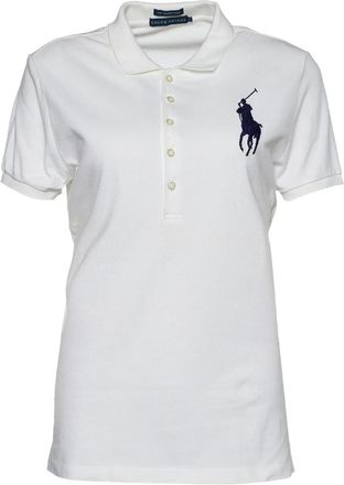 Ralph Lauren pre-owned Polo Pony-embroidered polo top - women - Cotton - L - White
