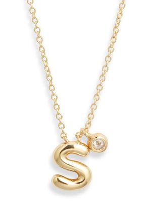 Chelsea28 Goldtone Initial Pendant Necklace in S- Clear- Gold at Nordstrom
