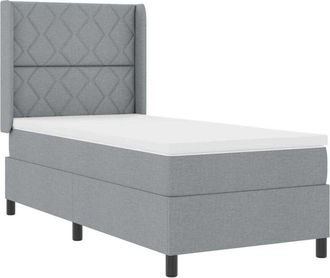 vidaXL Cama Tipo Box Spring Con Colch&oacute;n Gris Claro 100 X 200 Cm Tela Vidaxl