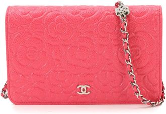 Chanel Pink Leather Chain/Shoulder Wallet (Pre-Owned)
