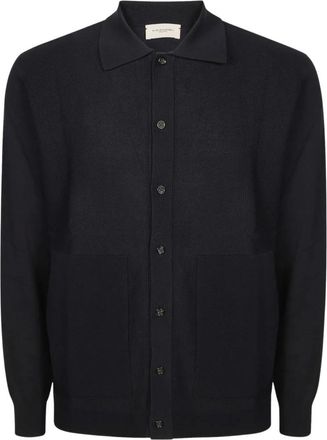 Paolo Pecora Perforated Cotton Cardigan - Heren - Vesten - Zwart - L - Katoen - Truien & Vesten