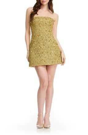 Dress The Population Scottie Sequin Strapless Minidress in Gold Multi at Nordstrom Rack, Size Xx-Large