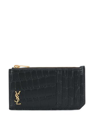Saint Laurent Fragments crocodile-effect wallet - Black