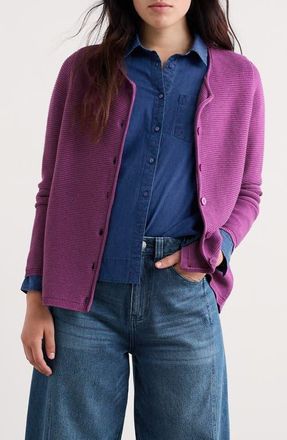 Seasalt Cornwall Makers Rib Organic & Recycled Cotton Cardigan in Bright Orchid at Nordstrom, Size 12 Us
