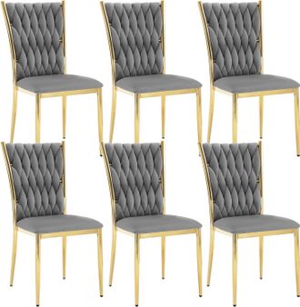 Woltu Woltu Set 6 Sedie Per Sala Da Pranzo Design Moderne Velluto Grigio Scuro