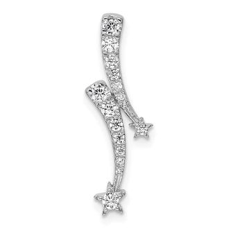 Diamond2Deal 14K White Gold Lab Grown Diamond Shooting Star Chain Slide Pendant (0.25ct, VS, G-H)