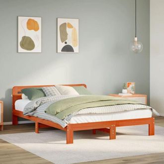 vidaXL Vidaxl - Estructura De Cama Sin Colch&oacute;n Madera Maciza Marr&oacute;n 135x190 Cm