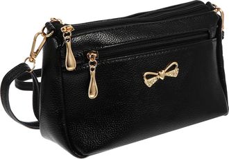 UPKOCH Creative Bow Decor Female Messenger Bag PU Crossbody Bag for Women Stylish Fashion Handbag Gift for Girlfriend Mother and Friends in Black